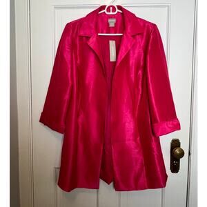 NEW Chicos 0 Women's 4 / 6 Pink Subtle Shine Topper Jacket Blazer Summer Berry